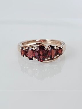 Natural Red Garnet Ring 18k Rose Gold Vermeil Size 8!
